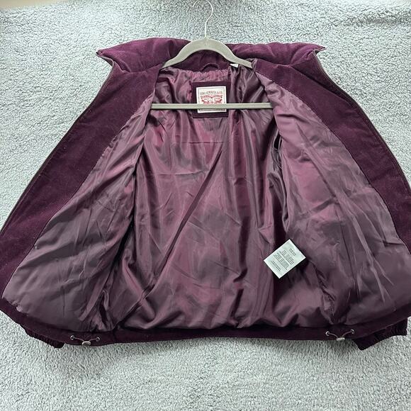 LEVI NWOT Corduroy Puffer Jacket Purple Mid-weight Warm Winter - Picture 9 of 11